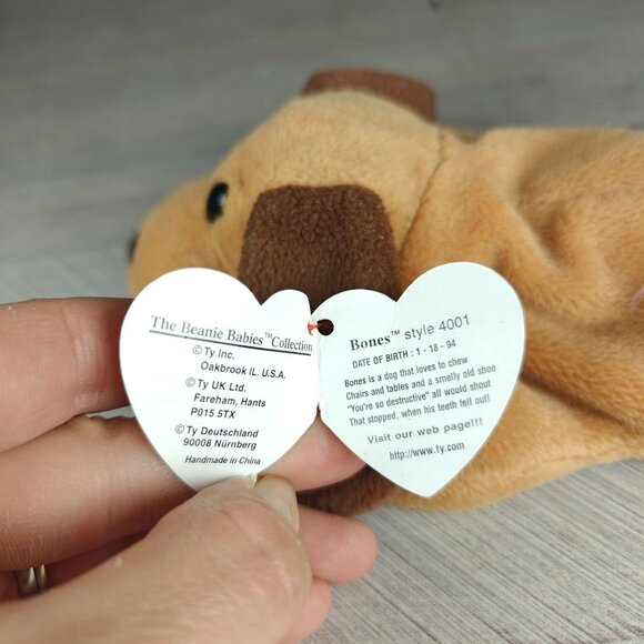 Ty Beanie Babies Collection Bones Plush Dog Stuffed Animal - Picture 5 of 5